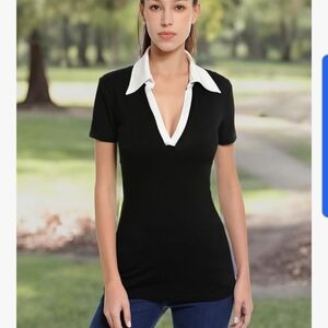 Chic Black and White Short Sleeve Top